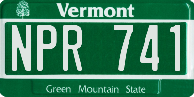VT license plate NPR741