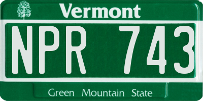 VT license plate NPR743