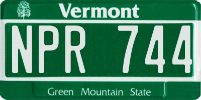 VT license plate NPR744