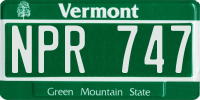 VT license plate NPR747