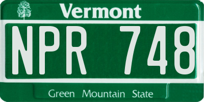 VT license plate NPR748