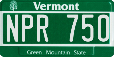 VT license plate NPR750