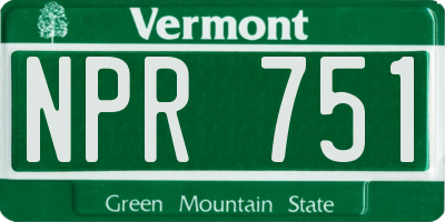 VT license plate NPR751