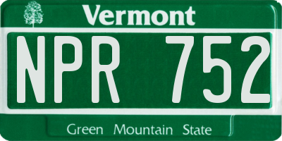 VT license plate NPR752
