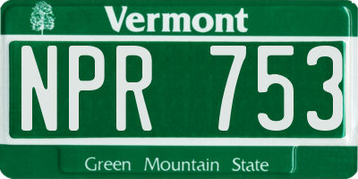 VT license plate NPR753