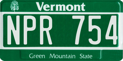 VT license plate NPR754