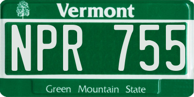 VT license plate NPR755