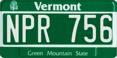 VT license plate NPR756