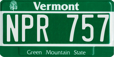 VT license plate NPR757