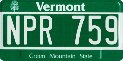 VT license plate NPR759