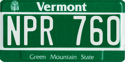 VT license plate NPR760