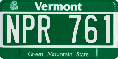 VT license plate NPR761