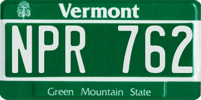 VT license plate NPR762