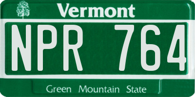 VT license plate NPR764