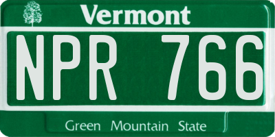 VT license plate NPR766