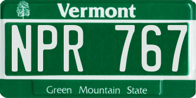 VT license plate NPR767