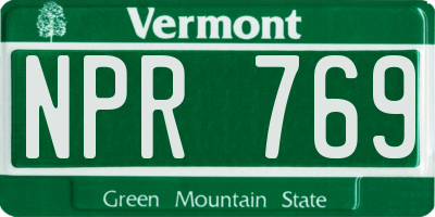 VT license plate NPR769
