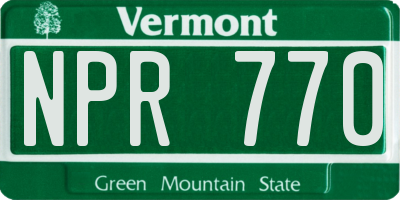 VT license plate NPR770
