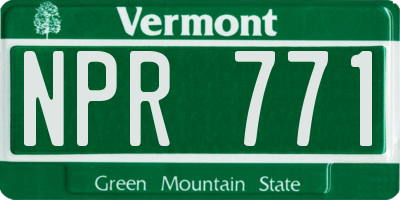 VT license plate NPR771