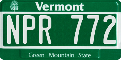 VT license plate NPR772
