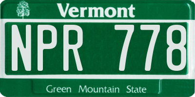VT license plate NPR778