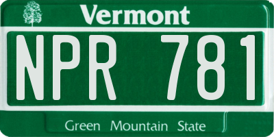 VT license plate NPR781