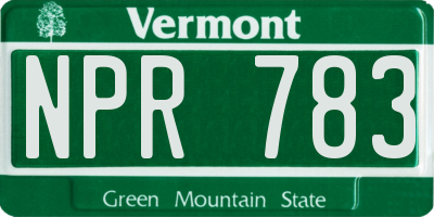 VT license plate NPR783