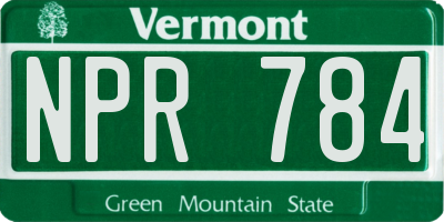 VT license plate NPR784