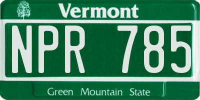 VT license plate NPR785
