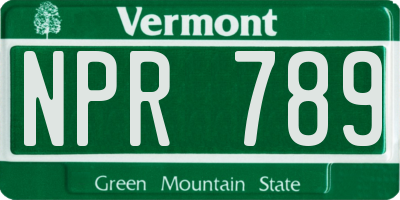 VT license plate NPR789