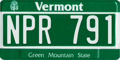 VT license plate NPR791