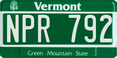 VT license plate NPR792