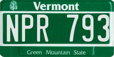 VT license plate NPR793
