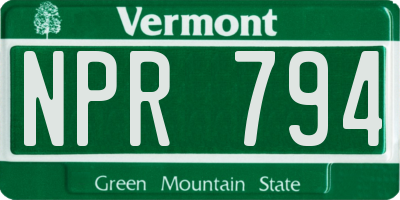VT license plate NPR794