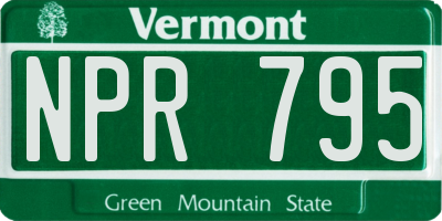 VT license plate NPR795