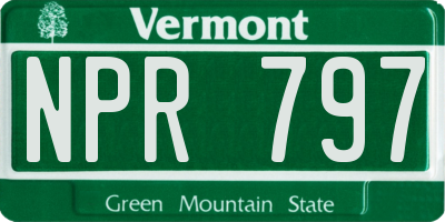 VT license plate NPR797