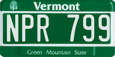 VT license plate NPR799