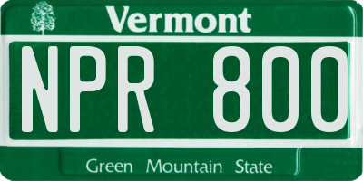 VT license plate NPR800
