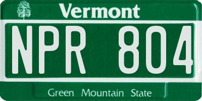 VT license plate NPR804