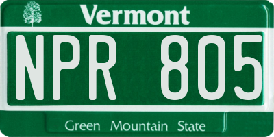 VT license plate NPR805
