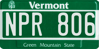 VT license plate NPR806