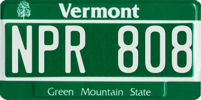 VT license plate NPR808