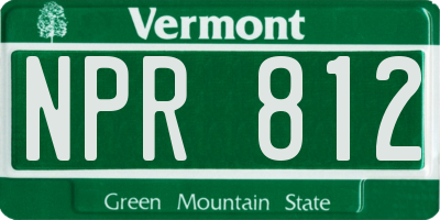 VT license plate NPR812