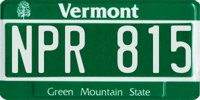 VT license plate NPR815