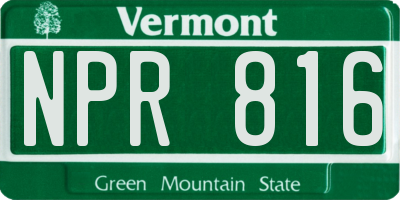 VT license plate NPR816