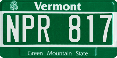 VT license plate NPR817