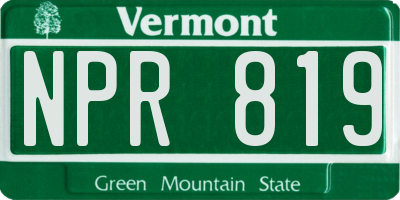 VT license plate NPR819