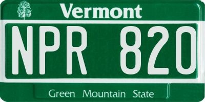 VT license plate NPR820