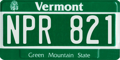 VT license plate NPR821