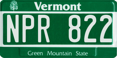 VT license plate NPR822